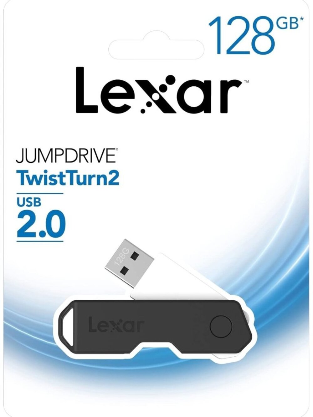 2 Pack Lexar JumpDrive TwistTurn2 128GB USB 2.0 Flash Drive, Black